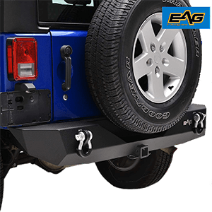 EAG 2007-2018 Jeep Wrangler JK Rock Crawler Rear Bumper with Hitch Receiver D-ring Shackle