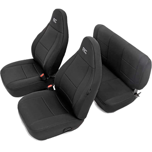 Rough Country Neoprene Seat Covers | (fits) 1997-2002 [ Jeep ] Wrangler TJ | 1st/2nd Row/Water Resistant | Black | 91000