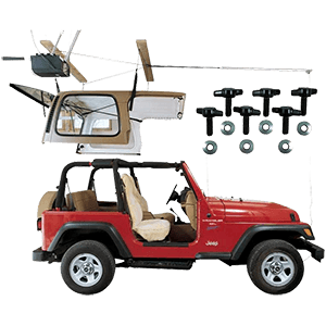 HARKEN Jeep Hardtop Garage Storage Hoist with Bonus 6 T Knobs for Quick Hardtop Removal | 6:1 Mechanical Advantage | Lift