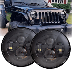 LX-LIGHT 7 Round Black Cree LED Headlight High Low Beam for Jeep Wrangler JK TJ LJ CJ Hummber H1 H2 (Pair)