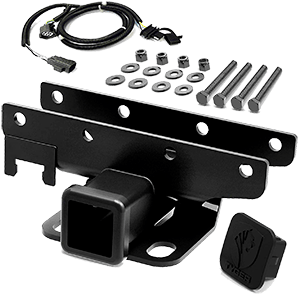TYGER Towing Combo: 2inch Receiver Hitch & Wiring Harness & Hitch Cover Fits 2007-2018 Wrangler JK