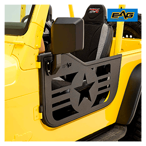 EAG Military Star 2 Tubular Door with Side View Mirror Fit for 97-06 Jeep Wrangler TJ