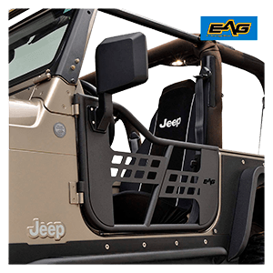 EAG Safari Steel Tubular Door with Side View Mirror Fit for 97-06 Jeep Wrangler TJ