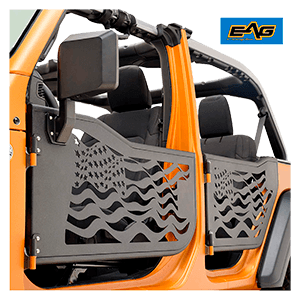 EAG US Flag Tubular Door with Side View Mirror Fit for 18-20 Jeep Wrangler JL 4 Door Only