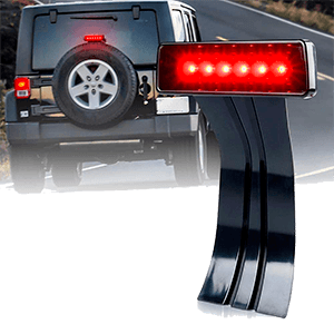 Xprite LED Third Brake Lights Tail Lights w/Smoke Lens High Mount Stop Lights for 2007-2018 Jeep Wrangler & Wrangler Unlimited JK