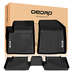 oEdRo Floor Mats Compatible for 2015-2020 Jeep Cherokee (Not for Grand Cherokee), Black TPE All-Weather Guard 1st and 2nd Row Custom Fit Liners 