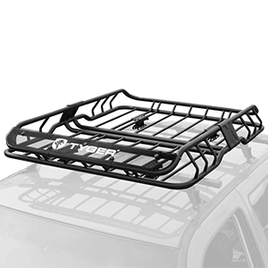 Tyger Heavy Duty Roof Mounted Cargo Basket Rack | L47 x W37 x H6 | Roof Top Luggage Carrier | with Wind Fairing