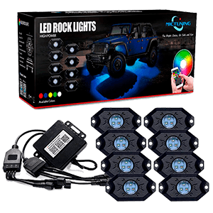 MICTUNING 2nd-Gen RGB LED Rock Lights with Bluetooth Controller, Timing Function