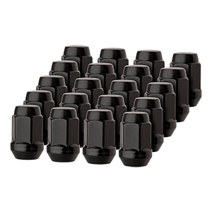 dynofit 1/2x20 Wheel Lug Nuts, 20 x Black Chrome 1/2''-20 Aftermarket Lug nut with 1 Key, 60 Degree Conical/Cone Bulge Seat, 6 Spline Lugnuts 1.38