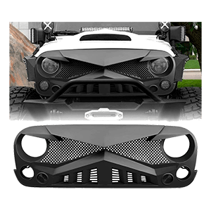 AMERICAN MODIFIED Front Hawke Grill, Grid Grille for 2007-2018 Jeep Wrangler JK/JKU Rubicon Sahara Sport