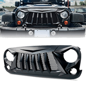 Xprite Matte Black Front Grille Grid Grill w/Mesh For 2007-2018 Jeep Wrangler