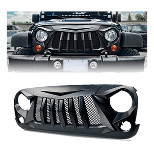 Xprite Matte Black Front Grille Grid Grill w/Mesh For 2007-2018 Jeep Wrangler