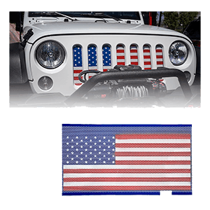 Xprite Grill Mesh Inserts American Flag Matte Steel Mesh Grille Grid for 2007-2018 Jeep Wrangler JK
