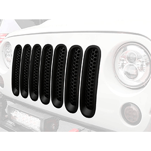 Hooke Road Matte Black JK Front Grill Mesh Inserts, Clip-in Deflector Guard for Jeep JK Wrangler & Unlimited