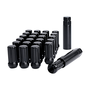24-Piece M14x1.5 Lug Nuts Black with Spline Tuner, XL 2 inches Length Conical Aftermarket Wheel Nut