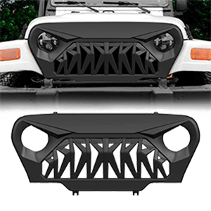 American Modified Matte Black Front Shark Grill for 1997-2006 Jeep Wrangler TJ Unlimited Sahara Sport
