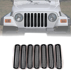 RT-TCZ Black Honeycomb Mesh Front Grill Inserts Kit for 1997-2006 Jeep Wrangler TJ & Unlimited