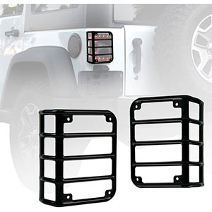 Xprite Black Light Guard For Rear Taillights (Tail Light) Cover for 2007-2018 Jeep Wrangler JK Unlimited