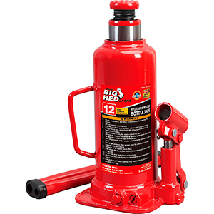 BIG RED T91203B Torin Hydraulic Welded Bottle Jack, 12 Ton (24,000 lb) Capacity, Red