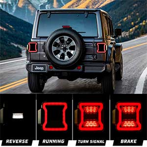 KIWI MASTER Smoked LED Tail Lights for 2018-2020 Jeep Wrangler JL Accessories Brake Light Reverse Light Turn Signal Light