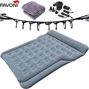 PAVONI Car Inflatable Air Camping Mattress Pad – with Electric Mattress Pump, Towel, Repair Patches & Storage Bag – Bed Mattress for SUVs, RVs & Minivans