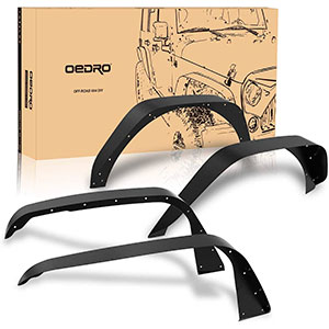 oEdRo Solid Steel Fender Flares Compatible with 2018-2020 Jeep Wrangler JL