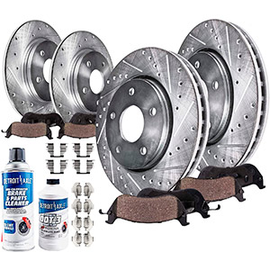 Detroit Axle - Front 330mm and Rear SOLID Brake Kit Rotors w/Ceramic Brake Kit Pads for Jeep Grand Cherokee