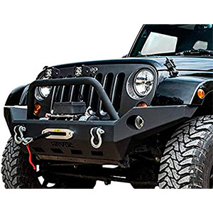 Havoc Offroad Stubby Bumper (fits) 2007-2018 Jeep Wrangler JK Front Bumpers (Metal Masher w/Stinger)