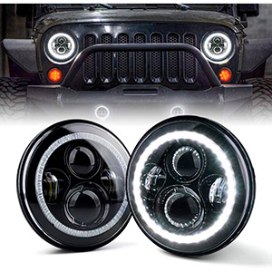 Xprite 7 Inch LED Halo Headlights for Jeep Wrangler JK TJ LJ 1997 - 2018