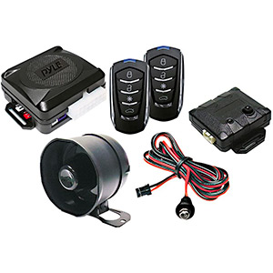 Pyle Car Alarm Security System - 2 Transmitters w/ 4 Button Remote Door Lock Vehicle Ignition Locks Status Indicator LED